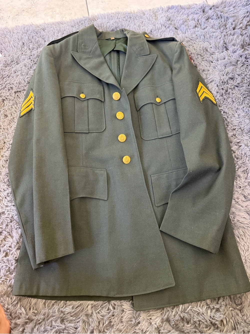 Military army 76th infantry WWII Olive Green Wool uniform jacket with paperwork